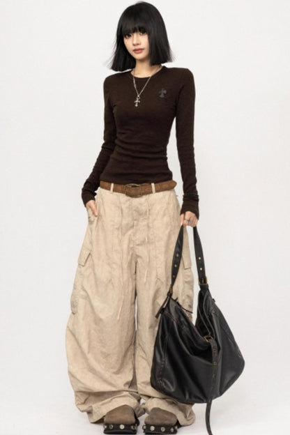 Retro Black Slim-Fitting Top