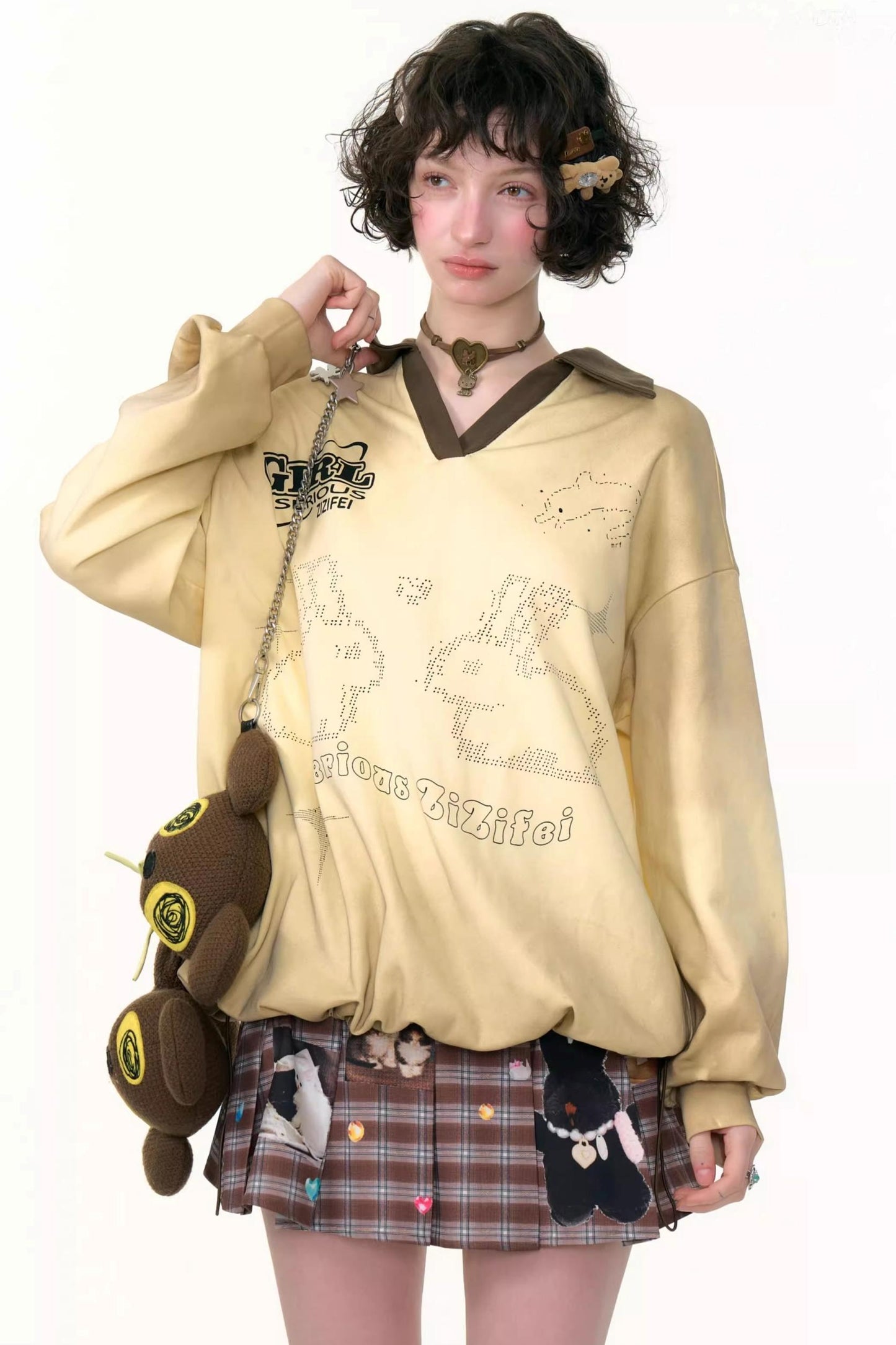 Gradient Print Polo Sweatshirt