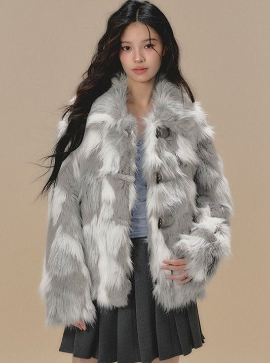 Thickened eco-friendly long fur jacket