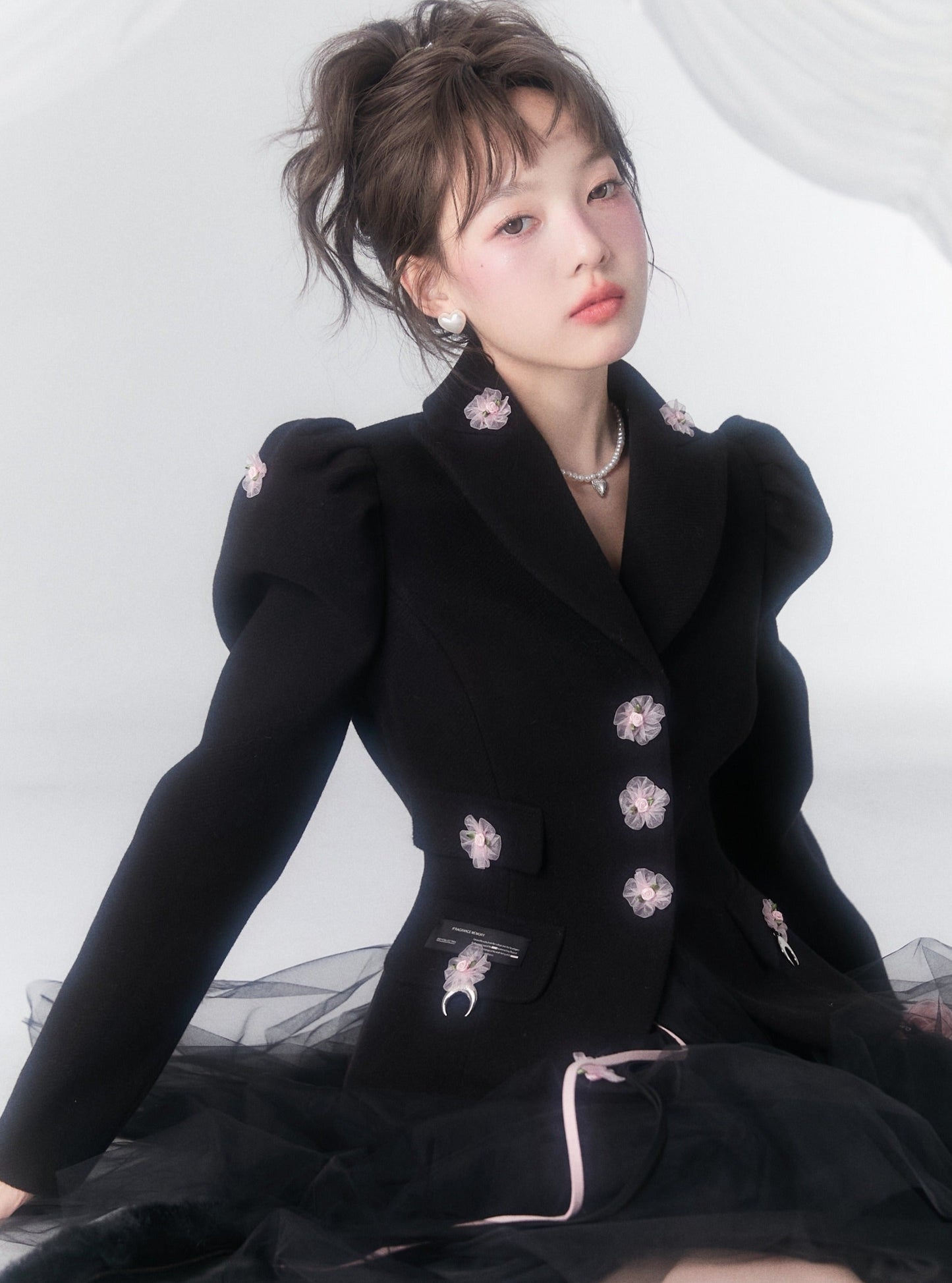 Thick tweed rose suit Coat