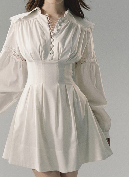 Vintage puff sleeve chiffon tunic Dress