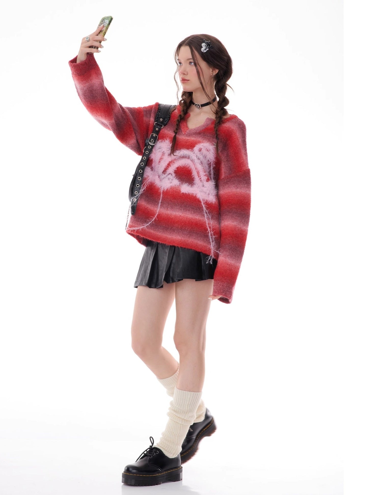 American hairy dragon red striped robe sweater