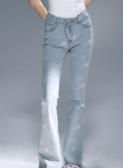 Retro high-waist slim micro flared Jeans pants