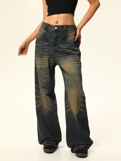 Maillard washed loose casual jeans pant