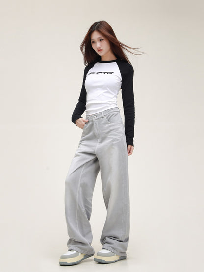 American retro imitation denim hip-hop sweatpants