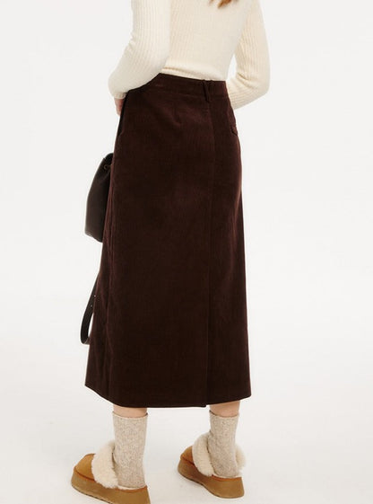 Retro A-Line Back Slit Hip Skirt