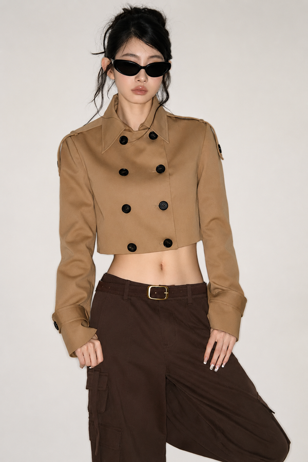 High-Waisted Double-Breasted Trench Coat
