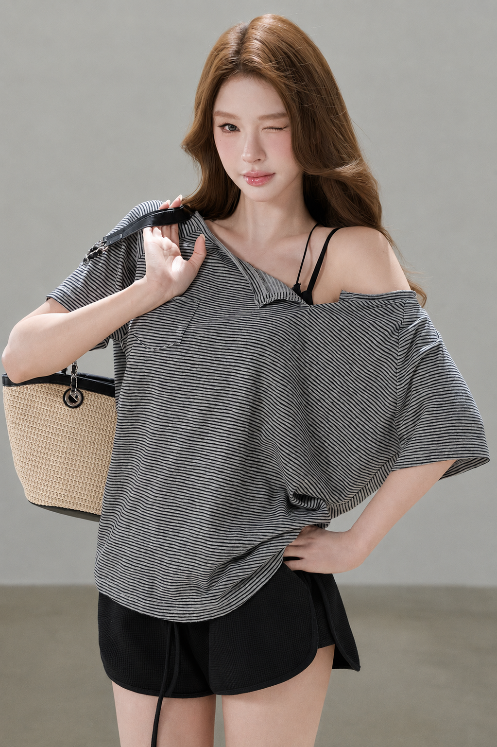 Fine Striped Double-Layered Top