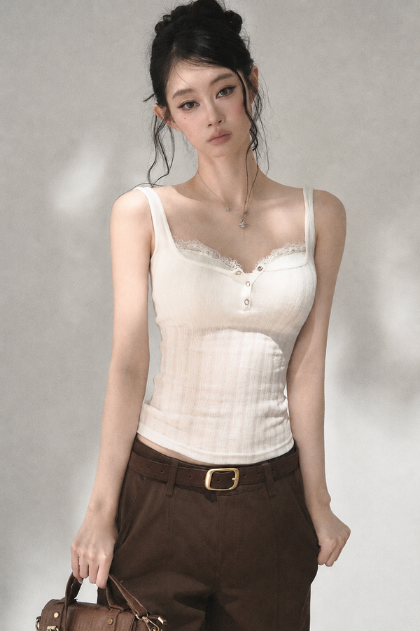 Ribbed Lace Camisole