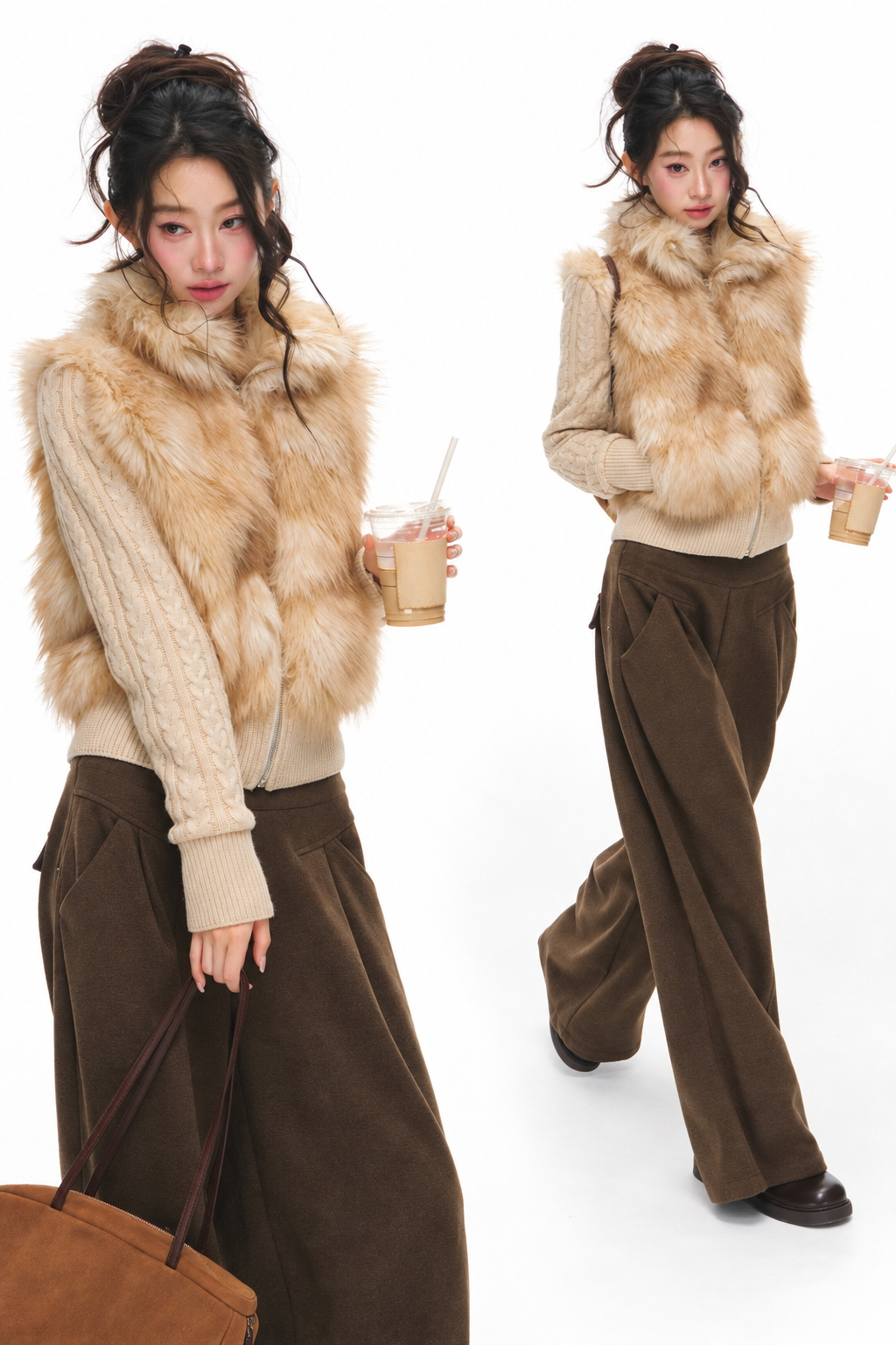 Eco-Fur Vest and Pants Set-Up