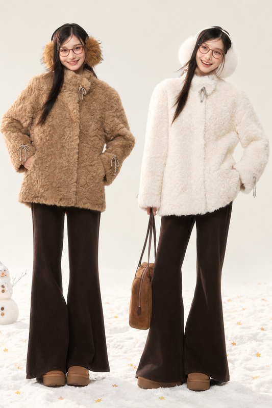 Plush Faux Fur Coat and Pants