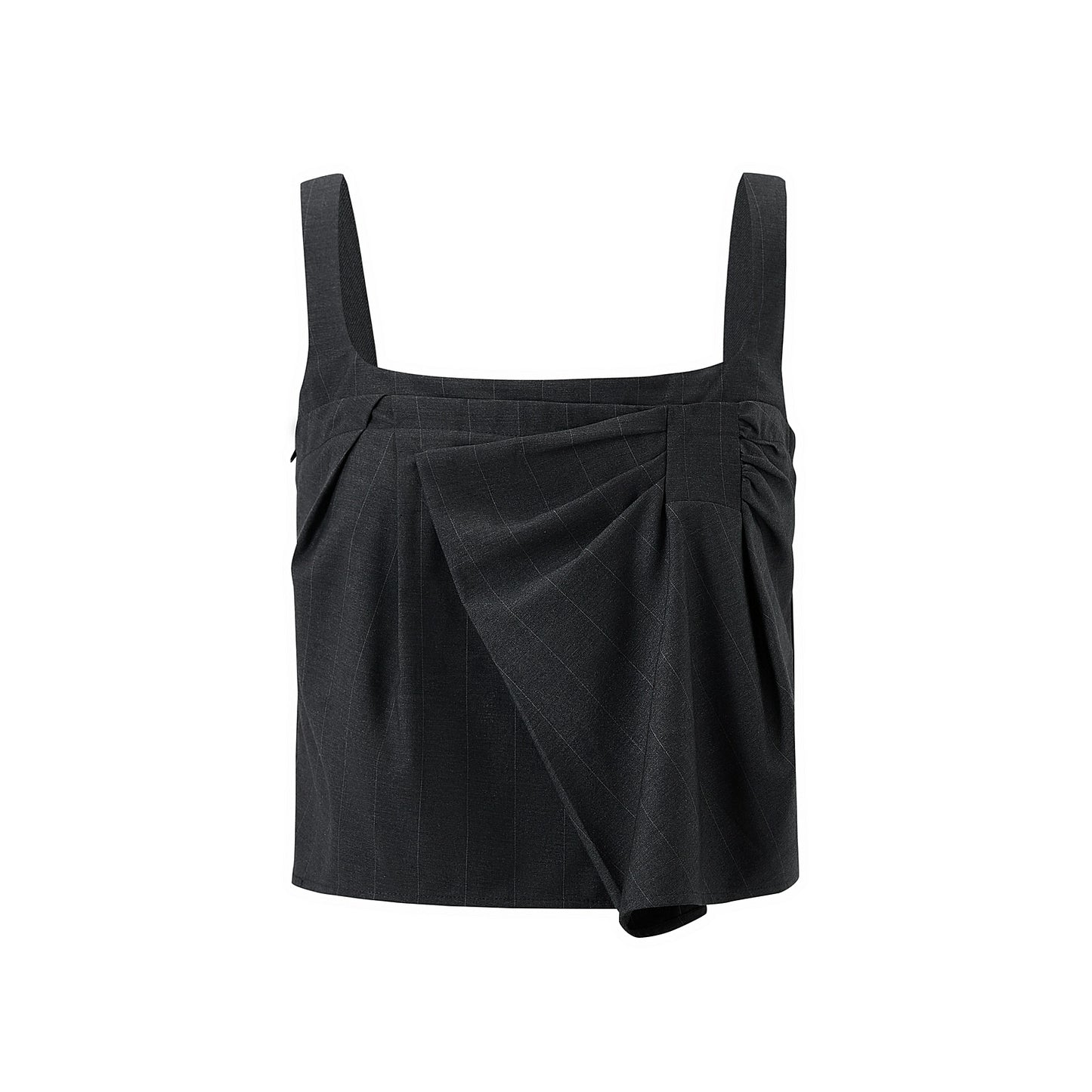Pleated Sleeveless Black Top