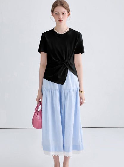 Short Sleeve Irregular Pleated Top