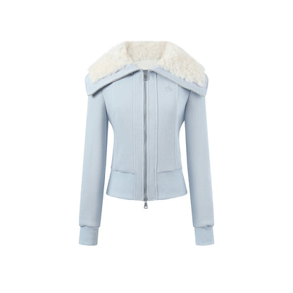 Lapel Fleece Slim Sweatshirt Jacket Set-Up