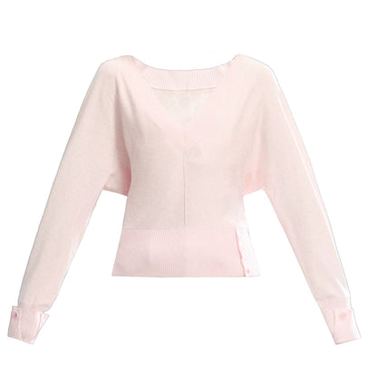 Lazy V-Neck Knit Top