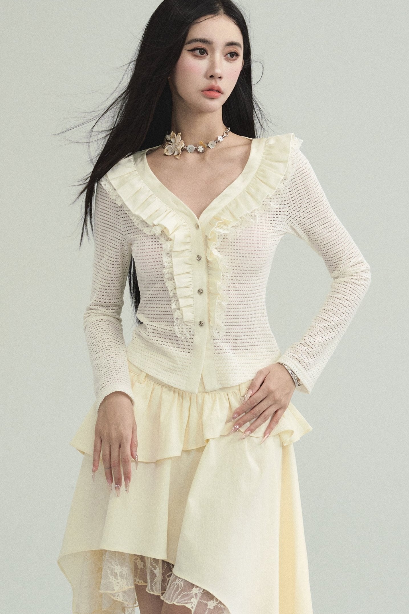 Chic Knitted Bell Sleeve Top