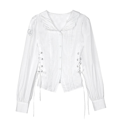 White Waist Lace Shirt Set-Up