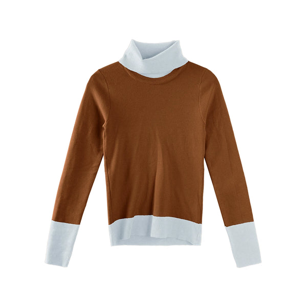 Color-Blocked Turtleneck Knitwear Sweater