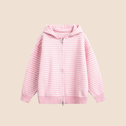 Color-Block Striped Knit Cardigan