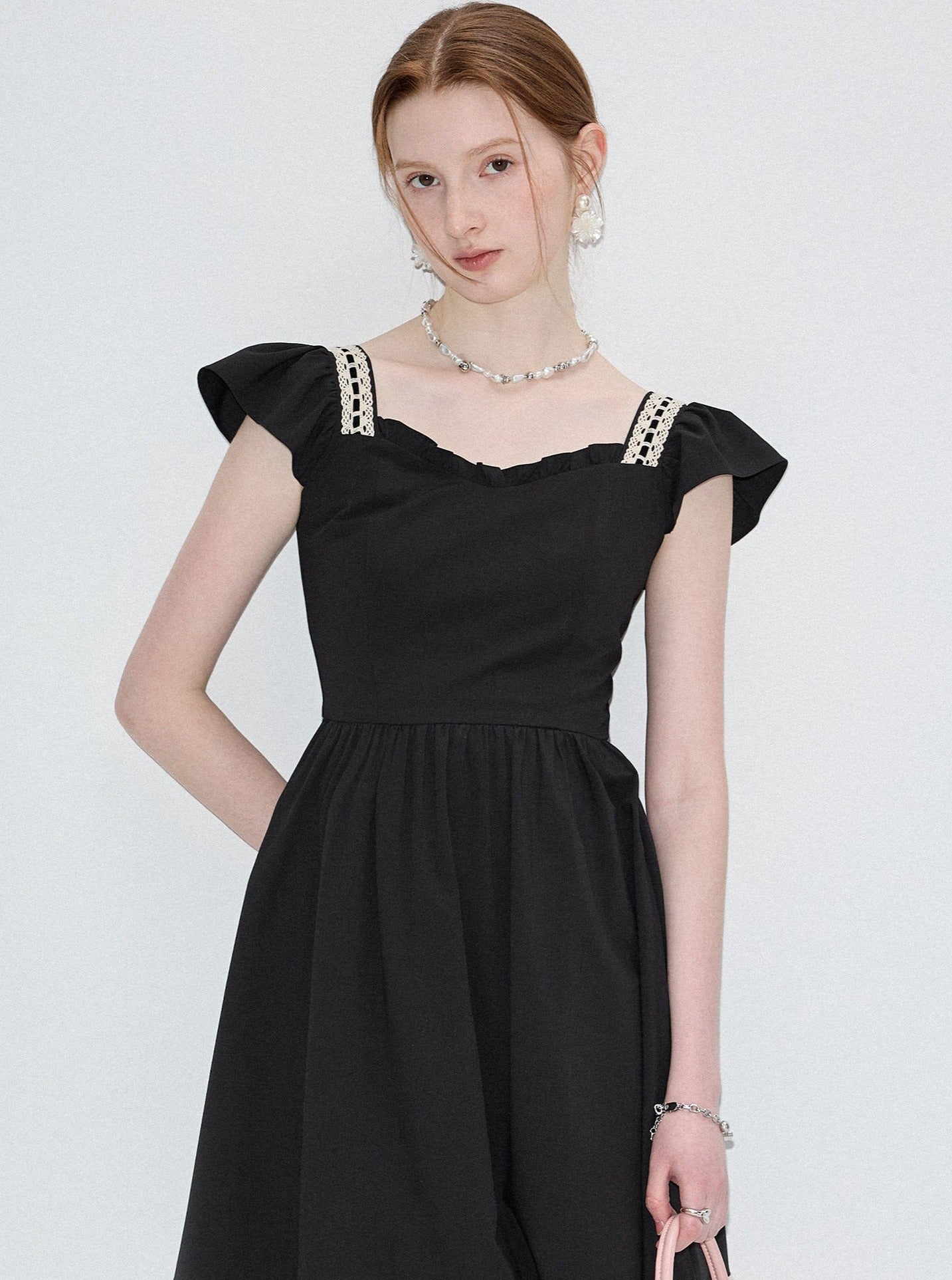 Cinched Waist Black Dress