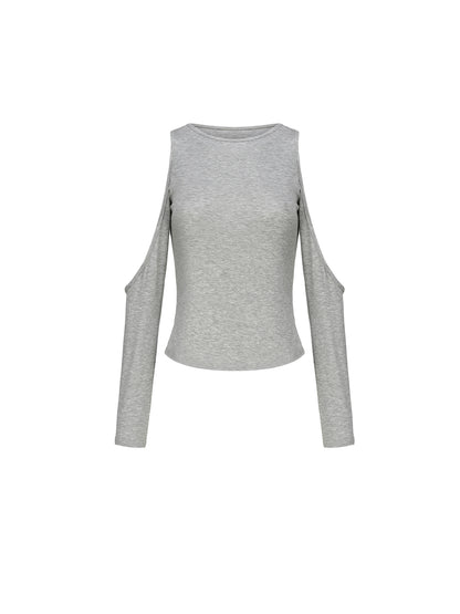 Vintage Gray Knitted Long Sleeve T-Shirt