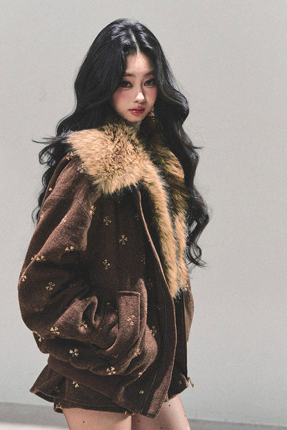 Maillard Wool Jacket With Skirt Set-Up