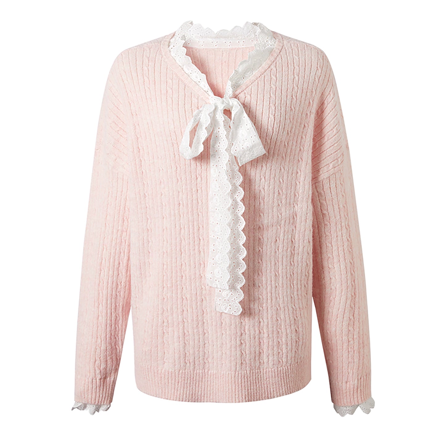 Sweet Lace V-Neck Sweater