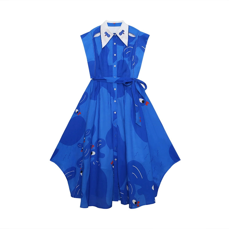 Blue Temperament Thin Cotton Dress