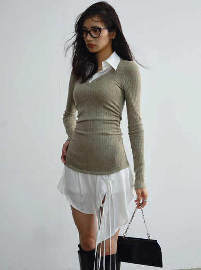 Knitted patchwork dress