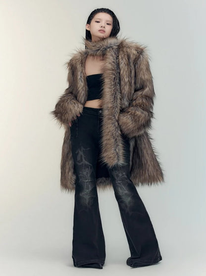 Reversible trench fur coat