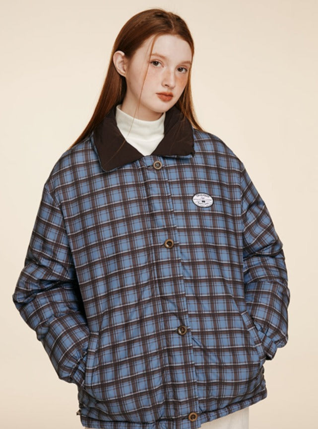 PLAID SHORT DUCK DOWN BREAD JACKET