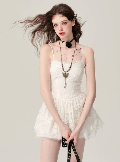 Milky White Lace Tutu Dress