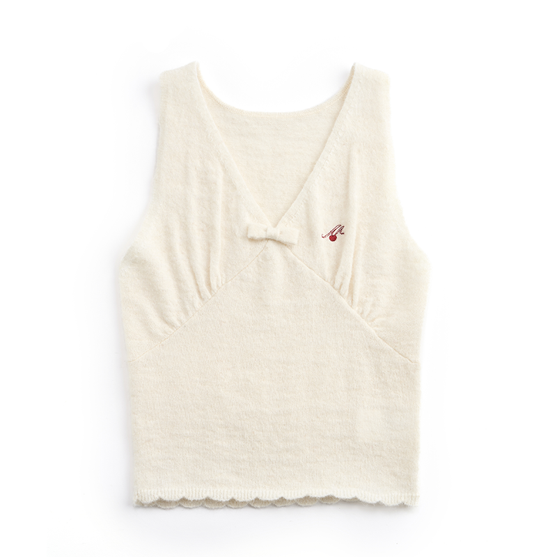 Lace Bowknot V-Neck Top