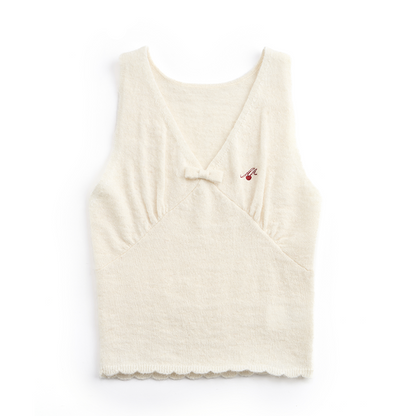 Lace Bowknot V-Neck Top