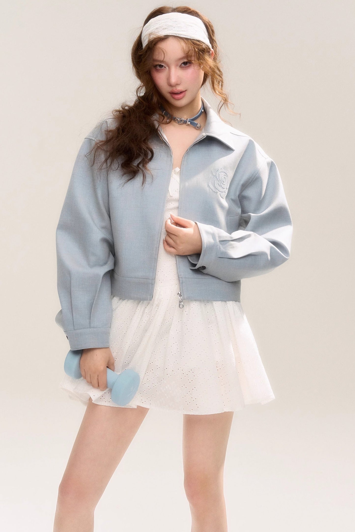 Rose Sniper Embroidered Cropped Jacket