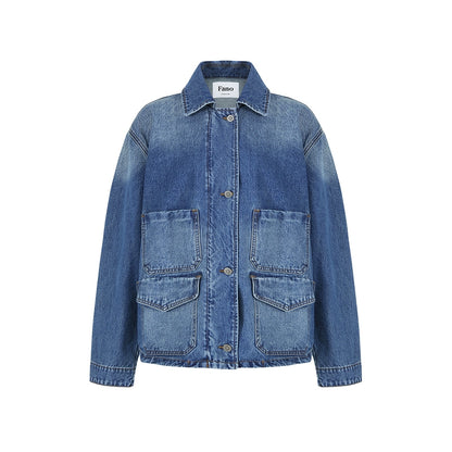 Washed Denim Jacket With Pockets