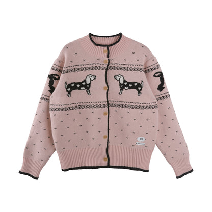 Nordic Retro Puppy Jacquard Knit Sweater