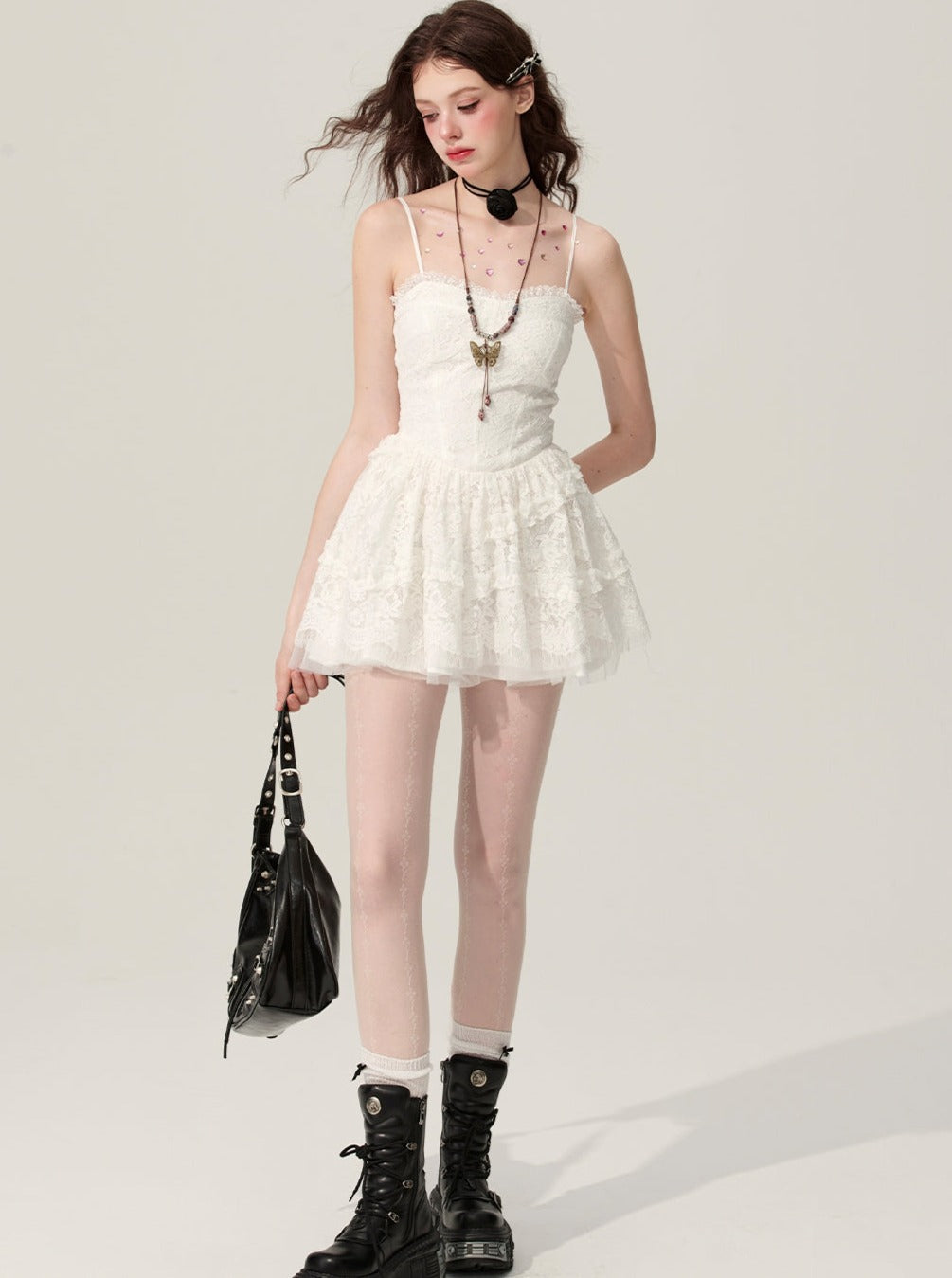 Milky White Lace Tutu Dress