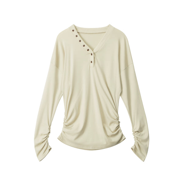 Lazy Style V-Neck Long Sleeve Top