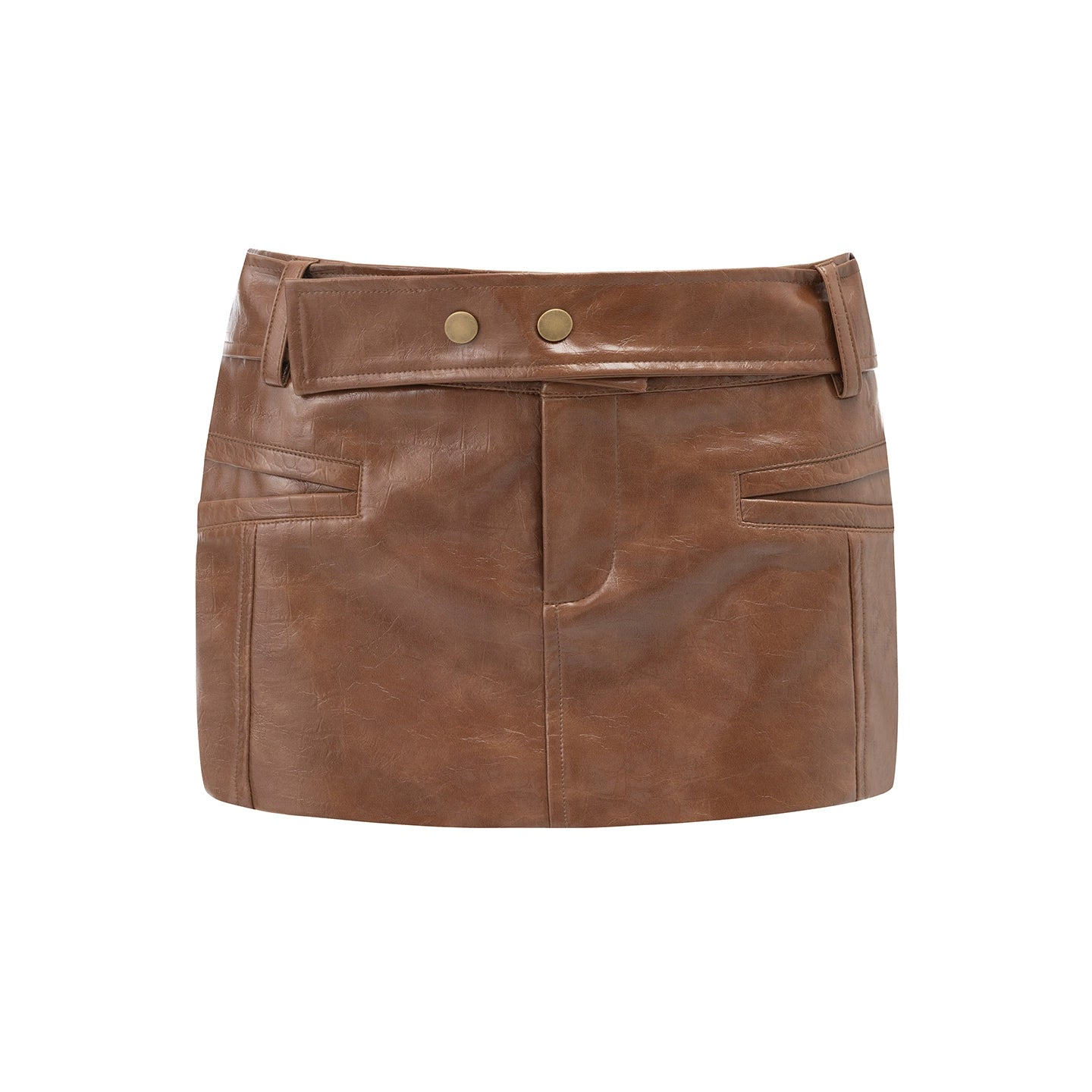 Crocodile Pattern Leather Mini Skirt