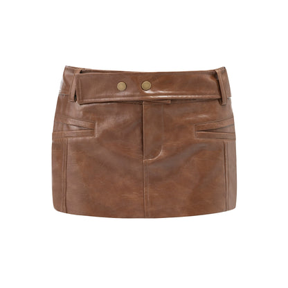 Crocodile Pattern Leather Mini Skirt