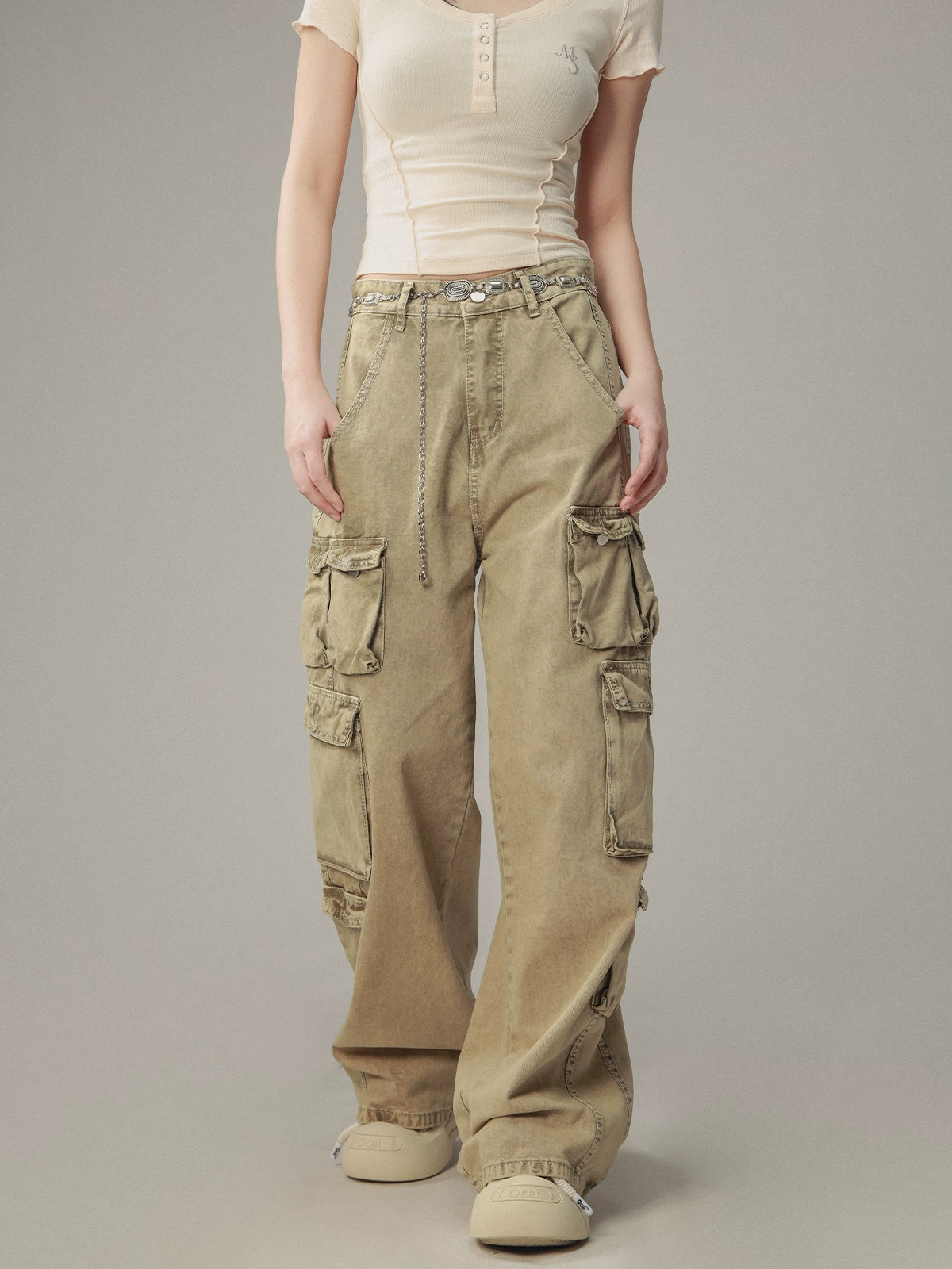 Vintage Distressed Pocket Cargo Pants