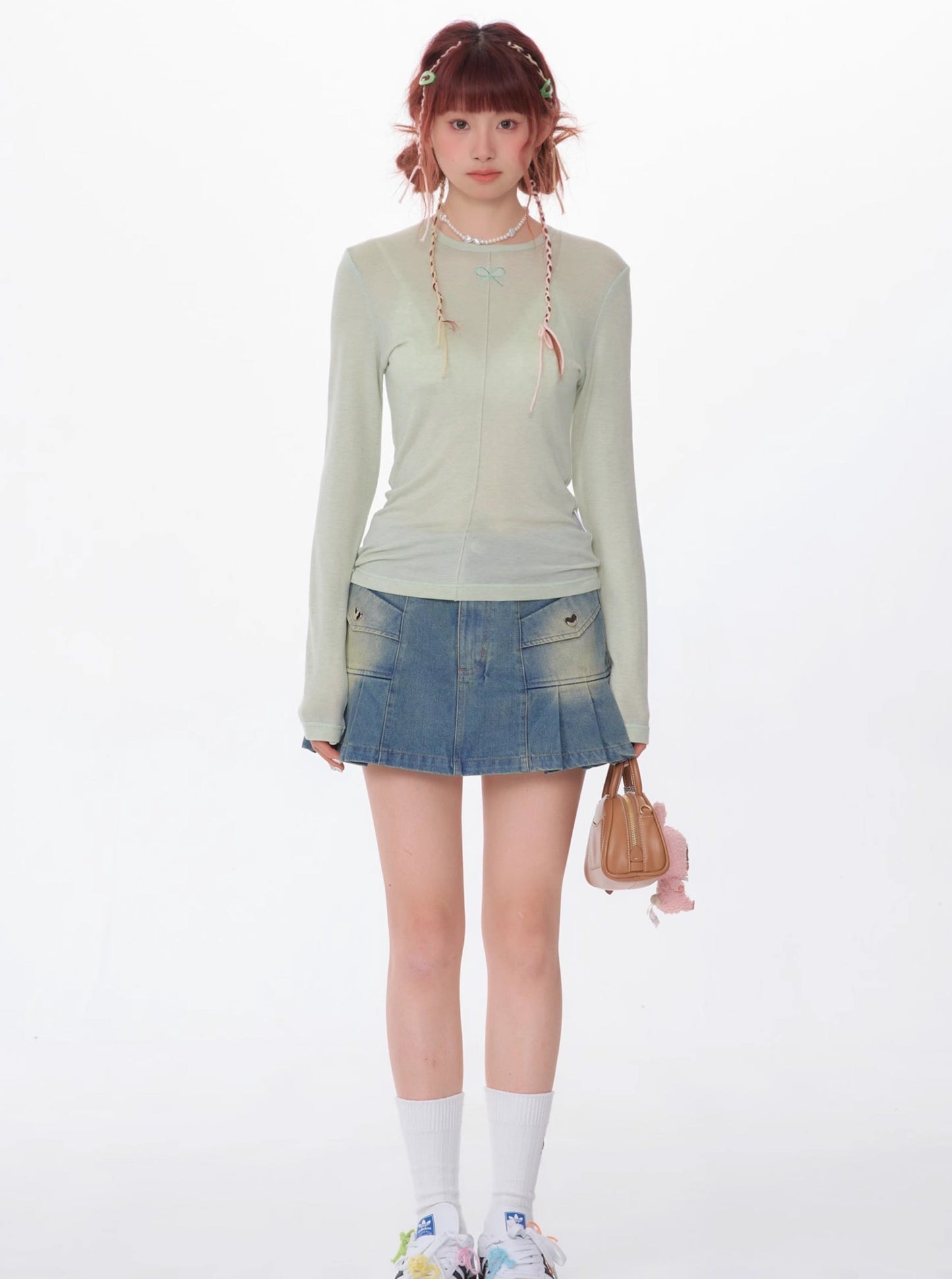 Retro Thin Slim Bow Knit Top