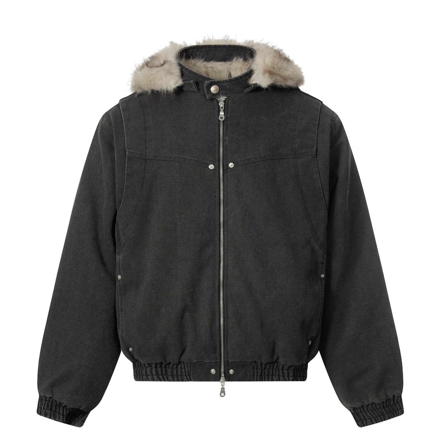 Carved Fluffy Collar Jacket