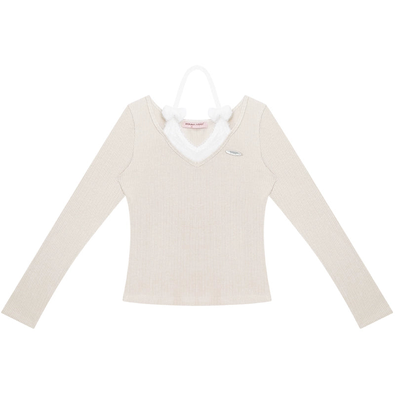 Bow Halter Knitted Top