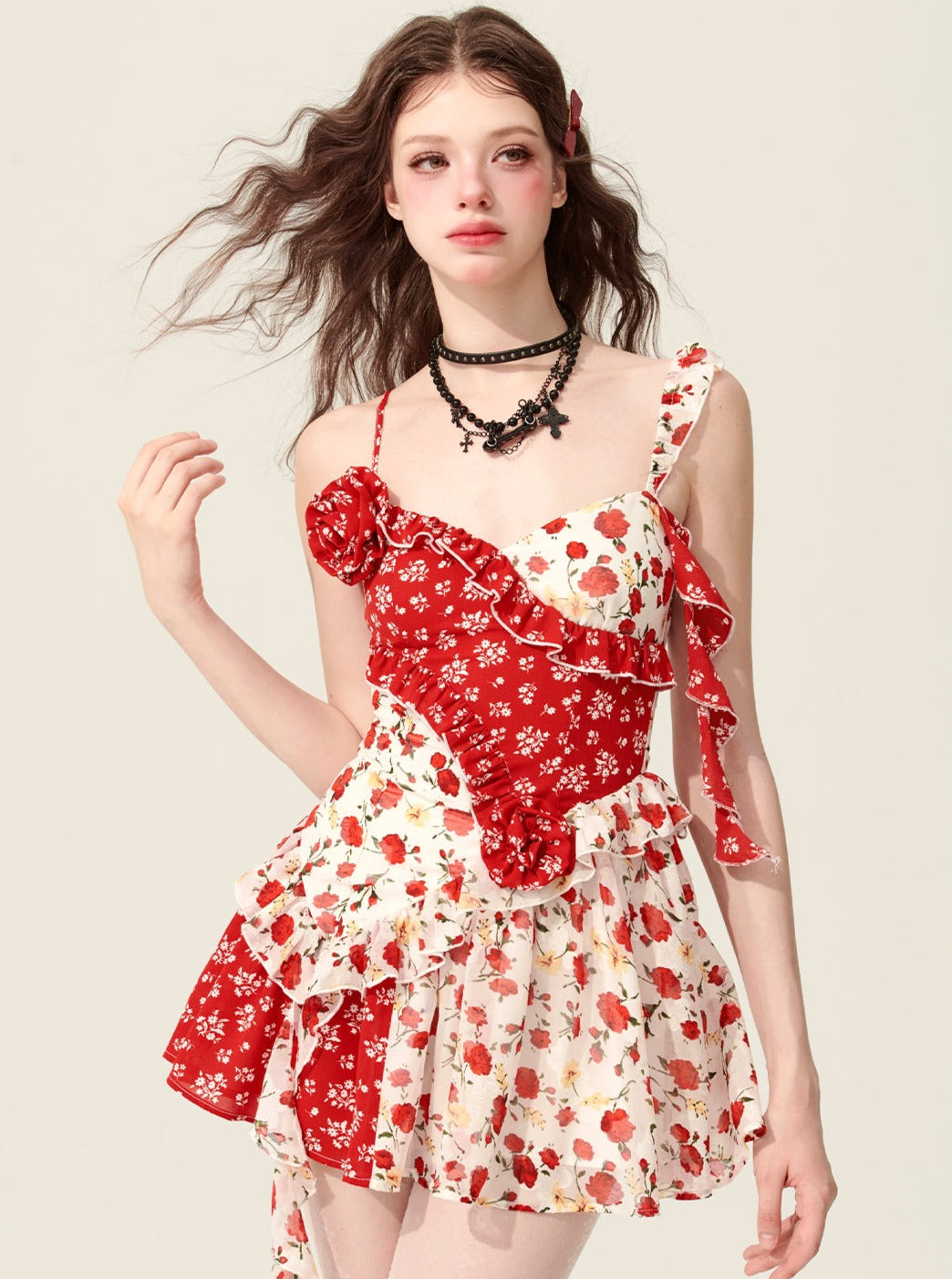 Red Fantasy Floral Dress