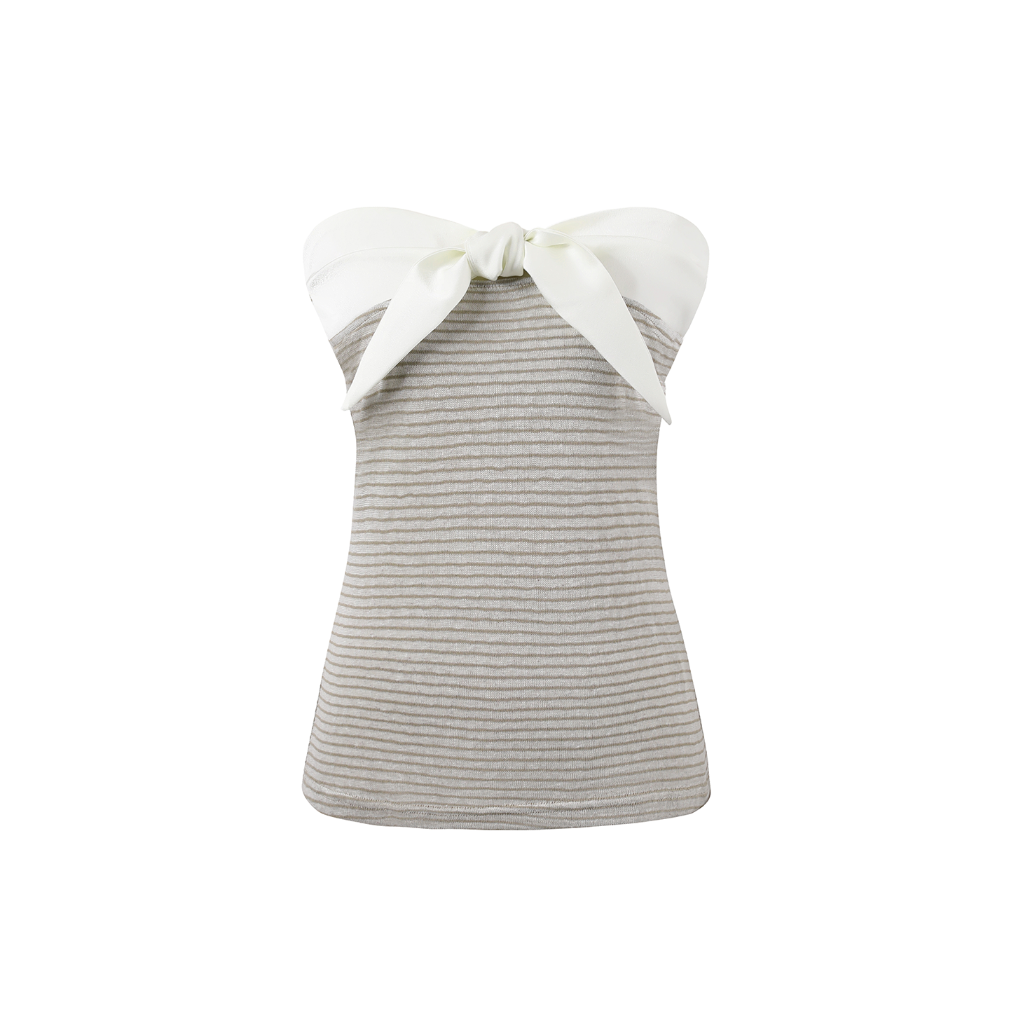 Two-Tone Striped Bow Cardigan Set-Up