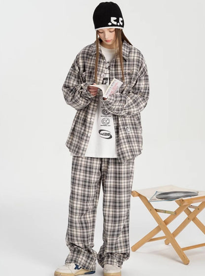 Couple Hip Hop Graffiti Plaid Set-Up