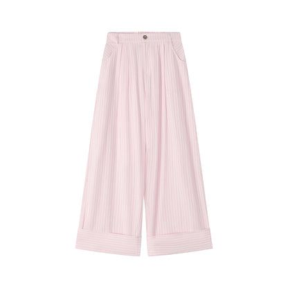 Pink Plaid Wide-Leg Pants