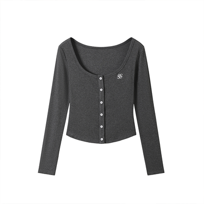 American Retro Preppy Scoop Neck Cardigan